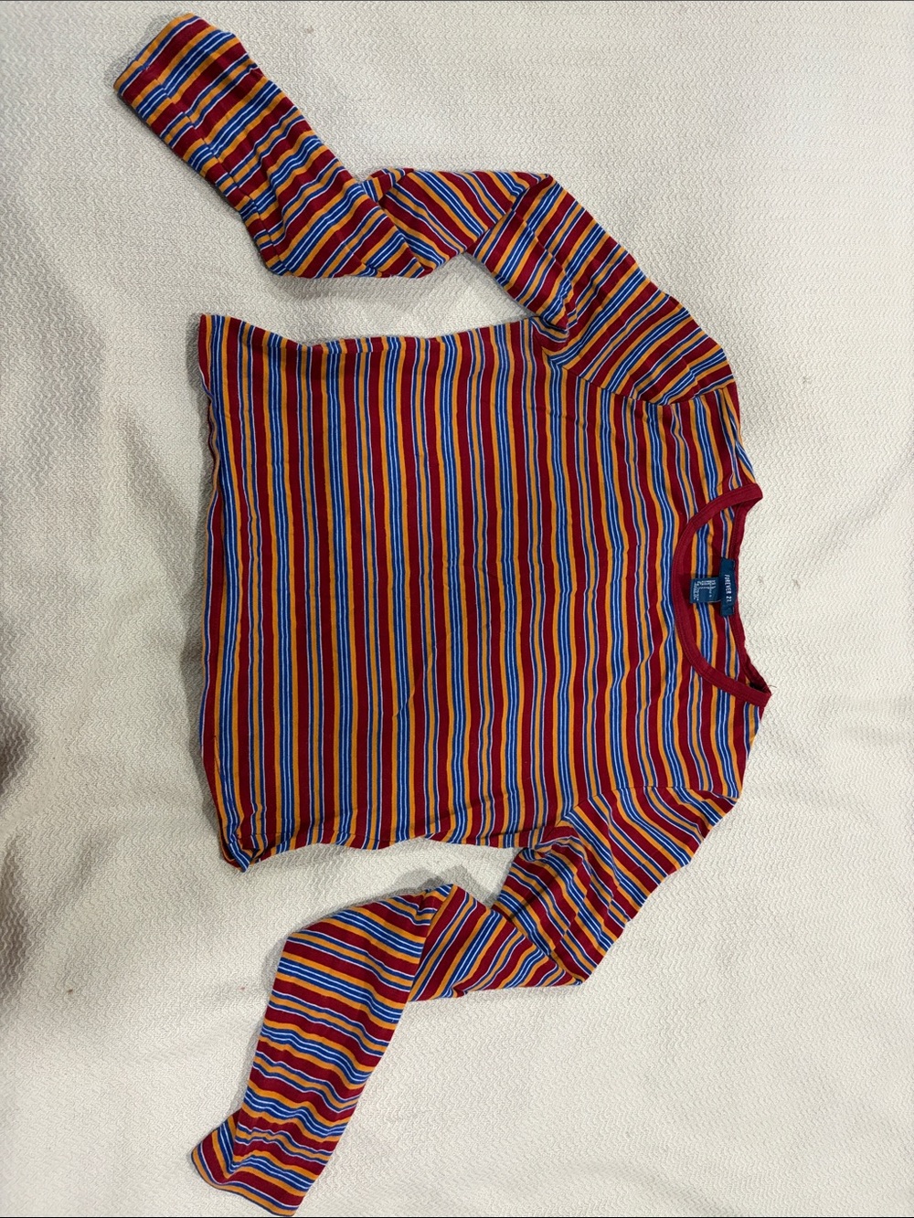 Forever 21 Red Multi-Color Striped Long Sleeve Top